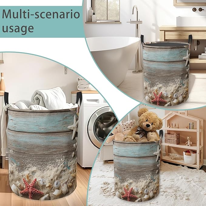 Laundry Basket With Handle, Dirty Clothes Laundry Hamper, Oxford Cloth Bin Storage Organizer for Toy Collection