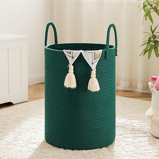 Artfeel Laundry Basket,Woven Cotton Rope Laundry Hamper,80L for Decorative Storage of Dirty Clothes,Toys and Blankets in Bathroom,Baby Room and Living Room