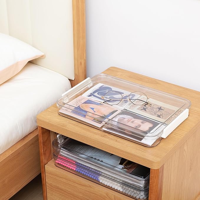 Citylife 3 PCS Scrapbook Paper Organizer with Clip, Stackable Clear Photo Organizer for Art and Craft Supplies, A4 Paper, Office Files, Stationery
