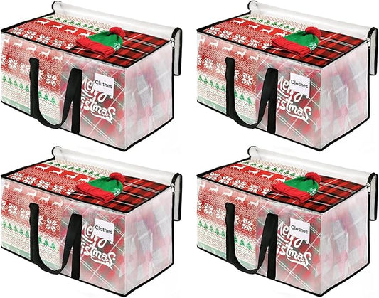 BlissTotes Clear Moving Bags Heavy Duty, 93L Extra Large Storage Bags with Zipper & Reinforced Handles, Waterproof PP Moving Totes for Clothes, Bedding, Comforters, Space Saving Storage (8 Pack)