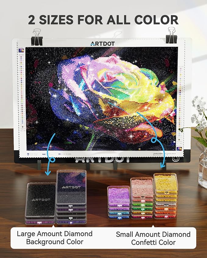 ARTDOT 15-Piece Diamond Art Storage Trays Kits for Adults with Lids, 2-in-1 Stackable Diamond Painting Accessories and Tools
