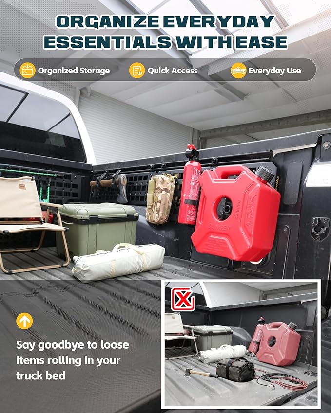 Trumgeta Front Bed MOLLE Panel Fit for 2007–2021 Toyota Tundra, Heavy-Duty Aluminum Truck Storage Organizer System for Camping, No-Drill Installation