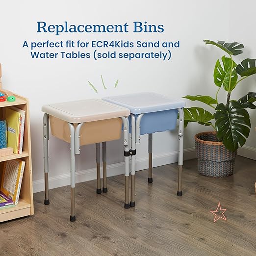 ECR4Kids Stackable Square Bins with Non-Snap Lids, Multipurpose Organization, Sand, 4-Pack