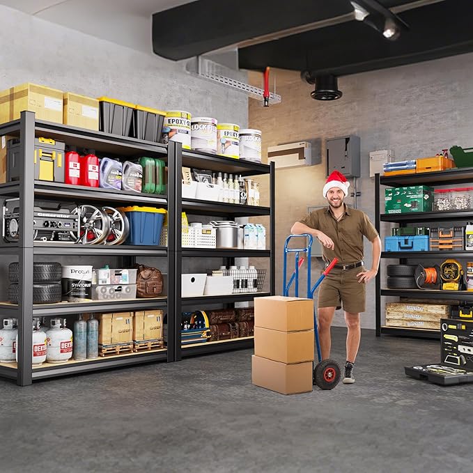 71"H-35"W-15.7"D Garage Shelving-2050LBS 5 Tier Storage Shelves,Adjustable Heavy Duty Metal Shelving Unit and Storage Large Rack,Utility Steel Shelf For Shop Warehouse Industrial Pantry Basement Black
