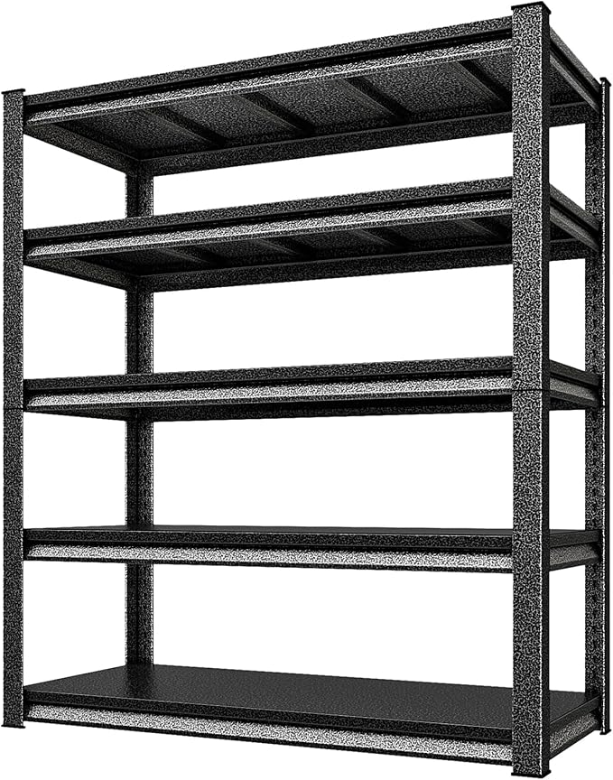 Metal Garage Shelving Heavy Duty，3000LBS Loads Garage Storage Shelves, 48”W 5-Tier Adjustable Storage Racks and Shelving Units for Garage Basement and Kitchen, 48”W x 24”D x 78”H,Silver