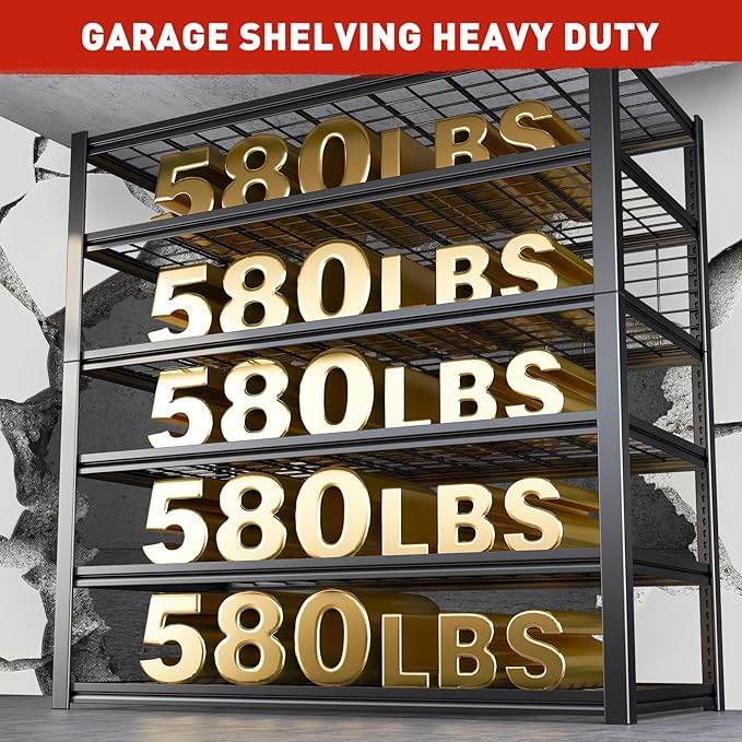 REIBII 84" H Garage Shelving, 6-Tier Storage Shelves Heavy Duty Loads 3500LBS, 48" W Adjustable Garage Shelves, Metal Shelving for Basement, Warehouse, 84" H x 48" W x 20" D, 3PC