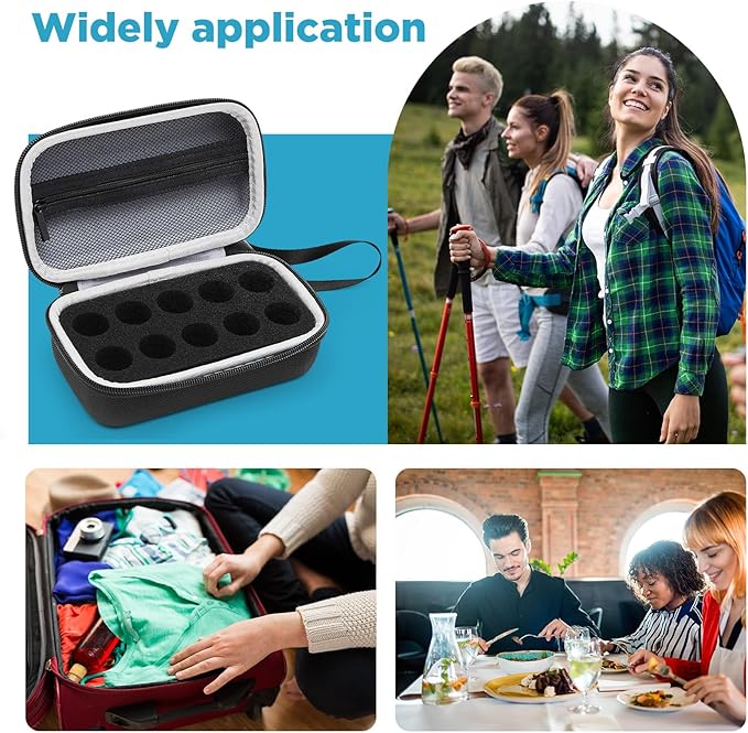 Teenyyou 10 Slots Insulin Peptide Fridge Carrying Case Vial Holder Storage Protector Bag, Fits Standard 10ml Vials, Insulin Cooler Travel Kits Case Organizer Diabetes Protector(Black)
