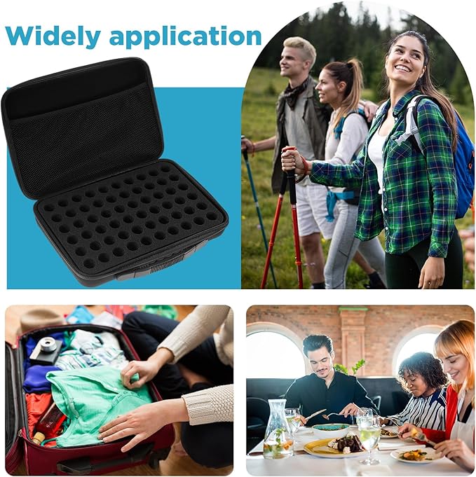 Teenyyou 60 Slots Insulin Peptide Fridge Carrying Case Vial Holder Storage Protector Bag, Fits Standard 10ml Vials, Insulin Cooler Travel Kits Case Organizer Diabetes Protector(Black)