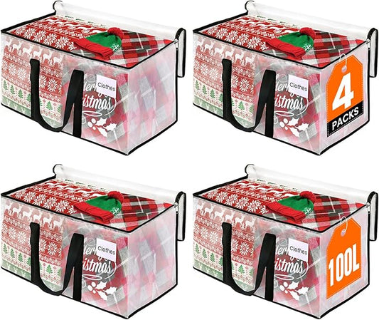 RoomHacks Clear Moving Bags Heavy Duty Extra Large, Moving Supplies with Reinforced Handle and Double Zipper, Storage Bags for Moving Essential, Packing Bags Alternative to Moving Box(4 Packs, Clear)