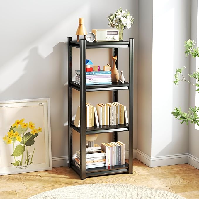 36''W Storage Shelves Heavy Duty, Adjustable 4Tier Industrial Shelving Unit, Metal Utility Shelf for Basement, Kitchen, Garage, Badroom, Warehouse and Workshop (63''Hx36''Wx12''D, Black)