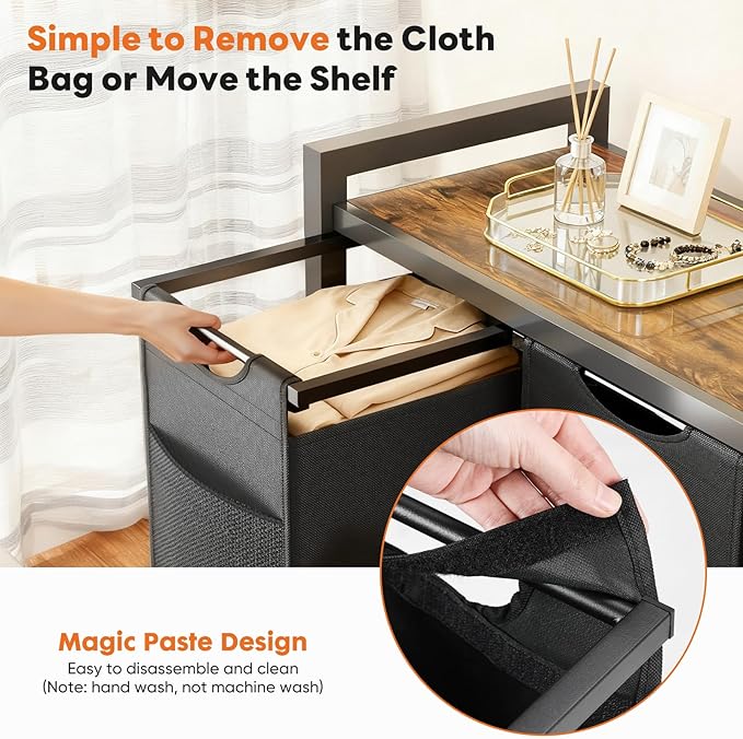 DUMOS Laundry Sorter 2 Section, 2 × 13.1Gal (99L) Rolling Laundry Basket with Pull-Out Removable Bags & Movable Wheels,Clothes Separator Hamper Cart for Laundry Room, Bathroom and Bedroom Organizer