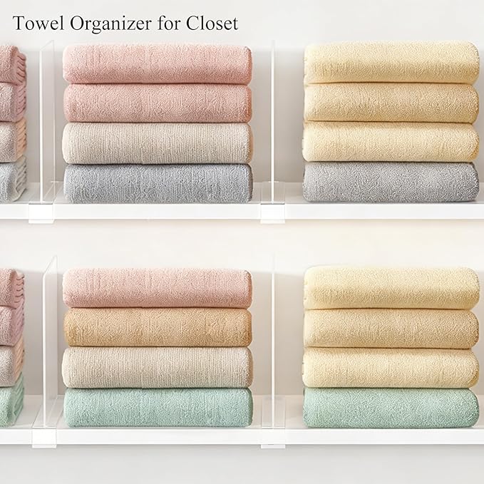 Acrylic Shelf Dividers for Closet Organization: Clear Handbag Purse Organizer for Closet - Shelf Separators for Sweater Sweatshirt Clothes Towel in Bedroom Kitchen, 4Pack