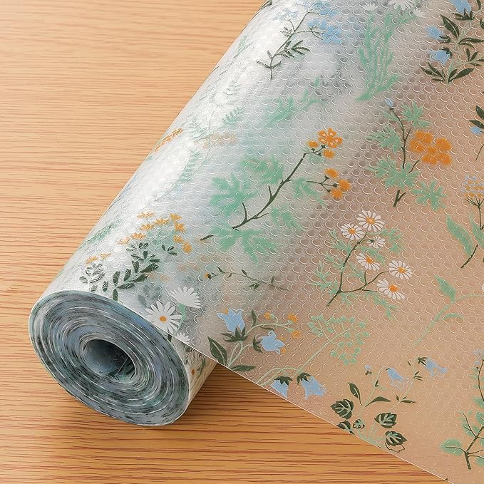 INNOLITES Shelf Liners for Kitchen Cabinets – Drawer Liner Waterproof & Oil-Proof, Non-Adhesive EVA with Floral Pattern – Durable Washable, Easy to Cut (Sage Green, 11.8" x 240")