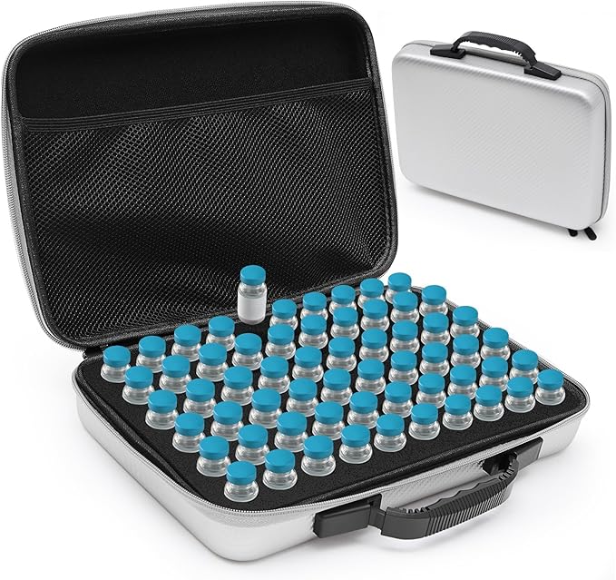 Teenyyou 60 Slots Insulin Peptide Fridge Carrying Case Vial Holder Storage Protector Bag, Fits Standard 10ml Vials, Insulin Cooler Travel Kits Case Organizer Diabetes Protector(Silver Gray)