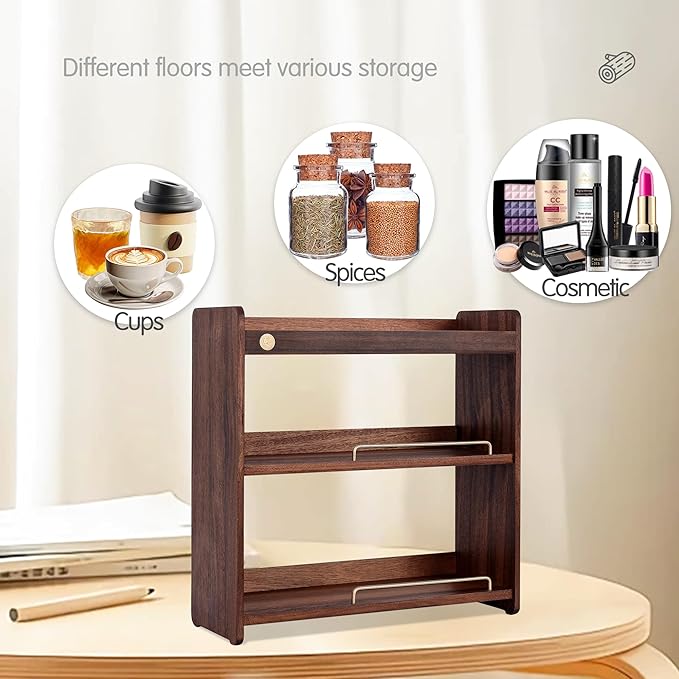 Coffee Mug Holder Wooden Cup Rack Mug Display Shelf Coffee Cup Holder for Countertop with 3 Tier Wood Coffee Mugs Holder for Kitchen Coffee Cup Storage