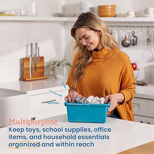 ECR4Kids Scoop Front Storage Bins, Multipurpose Organization, Contemporary, 10-Piece