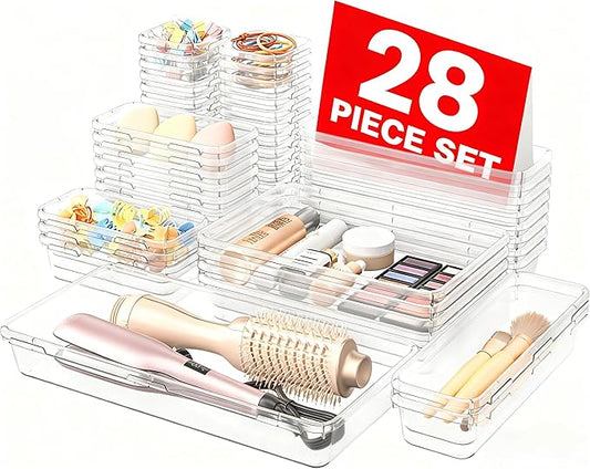 A-LuGei 【XL Size Only Us】 Drawer Organizer, 【𝟱𝗦𝗶𝘇𝗲】 Makeup organizer, 【Holds 177 Items】 Bathroom Organizers and Storage, Organization and Storage, Desk Drawer Organizer for Bathroom Vanity