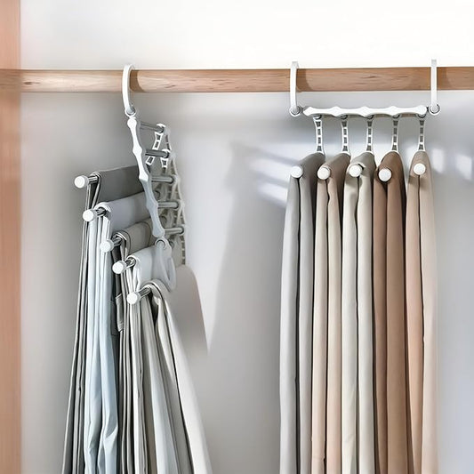 Multi Functional Folding Pants Rack, Five in One Storage Rack, White, Space Saving Design, Large Capacity (4, White)