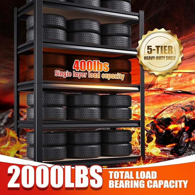 71"H Garage Shelving-2050LBS 5 Tier Storage Shelves,Adjustable Heavy Duty Metal Shelving Unit and Storage Large Rack,Utility Steel Shelf For Shop Warehouse Industrial Pantry Basement 71"x35"x16"