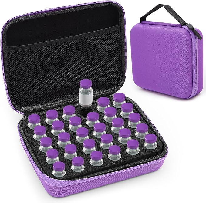 Teenyyou 30 Slots Insulin Peptide Fridge Carrying Case Vial Holder Storage Protector Bag, Fits Standard 10ml Vials, Insulin Cooler Travel Kits Case Organizer Diabetes Protector(Purple)