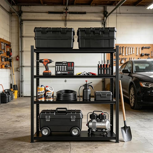 Metal Garage Shelving Unit, Heavy Duty Adjustable Storage Shelves, Steel Shelving, 2000 lbs Capacity Shelves for Heavy Tools and Equipment, 4 Tier, 35.4" Wx 15.7" Dx 54.3" H