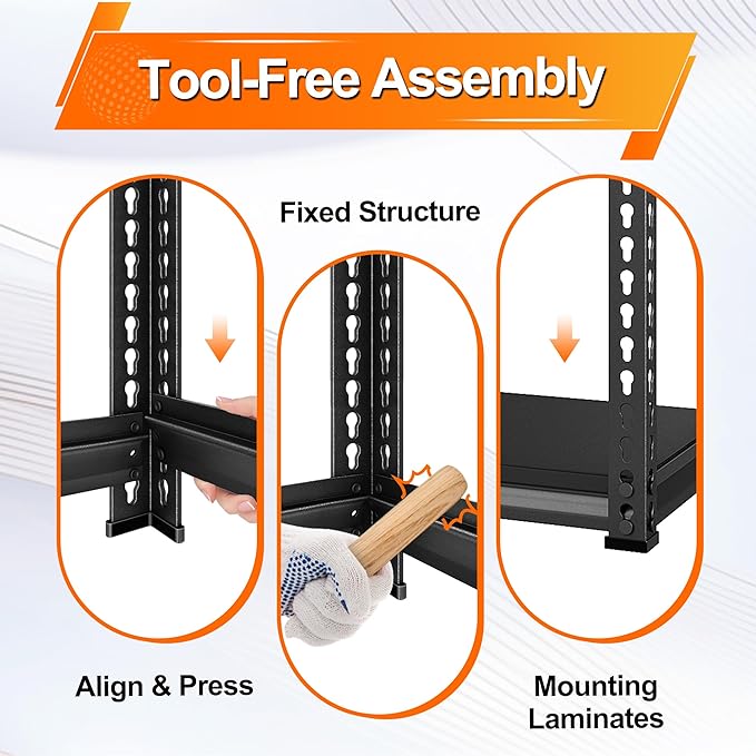 Metal Garage Shelving for Storage - 48'' W 1,410 Lbs Heavy Duty 3 Tier Utility Shelves Freestanding - Adjustable Rack Units for Basement Pantry Kitchen - 48" W x 16" D x 39" H Black