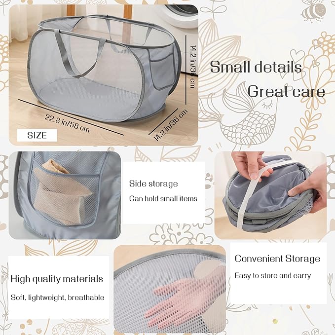 4 Pcs pop up laundry hamper Sturdy Large Capacity collapsible laundry basket,Laundry Room,Toy storage,Versatile Use-Home,Camping,Dorm,Hotel,Travel(Navy Blue)