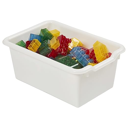 ECR4Kids Scoop Front Storage Bin, Multipurpose Organization, White, 15-Piece