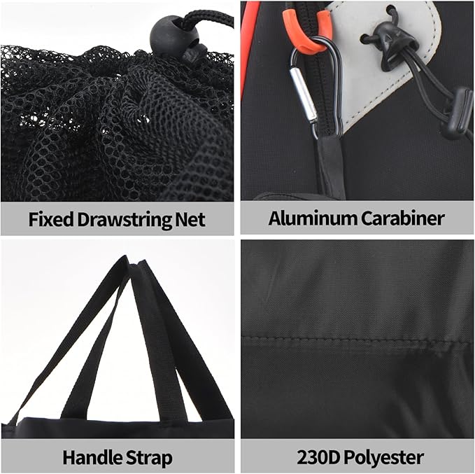 Travel Laundry Bags, 2Pcs JHX Foldable Dirty Clothes Bag 【Upgraded】 with Fixed Drawstring Net, Handles and Carabiner, Portable Laundry Bags for Travel and Fitness (Dark-Black) 30"H x 21"W
