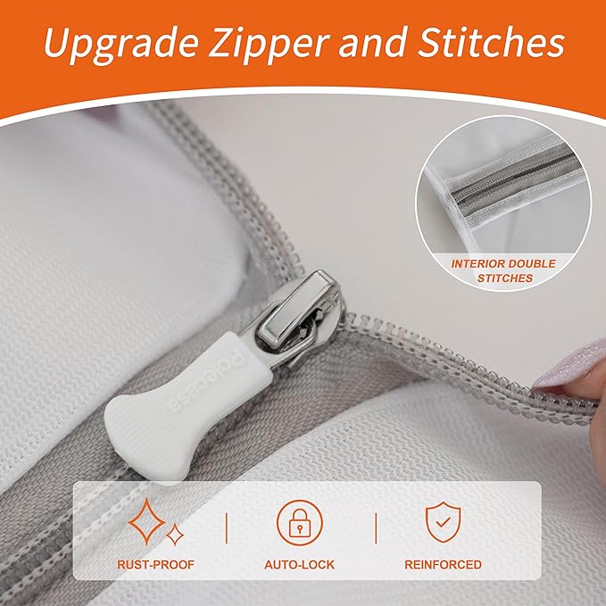 Polecasa 3Pcs Extra Durable Mesh Laundry Bags with Sturdy Zipper for Delicates 12 x 16 Inches (3 Medium)