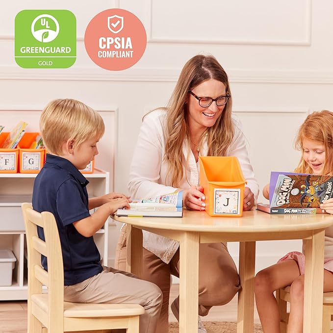 ECR4Kids Linking Plastic Storage Book Bin, Multipurpose Organization, Neon Orange, 10-Piece