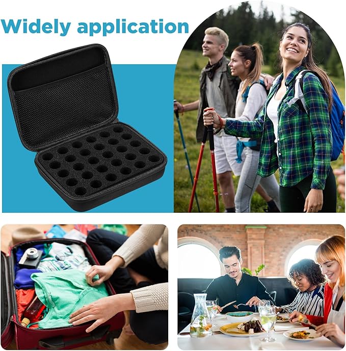 Teenyyou 30 Slots Insulin Peptide Fridge Carrying Case Vial Holder Storage Protector Bag, Fits Standard 10ml Vials, Insulin Cooler Travel Kits Case Diabetes Protector(Black)