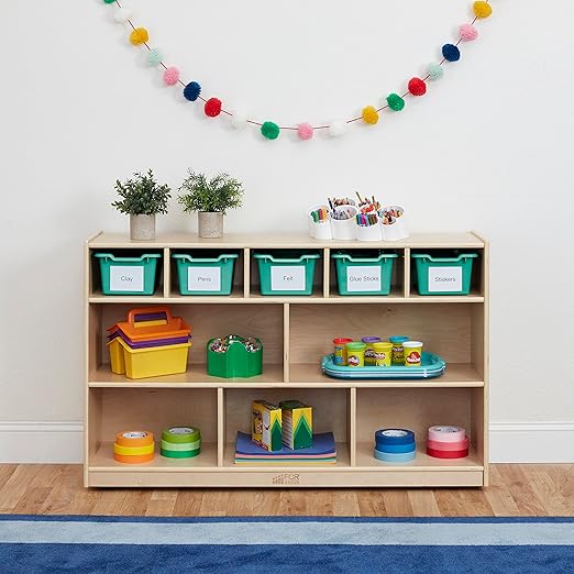 ECR4Kids Scoop Front Storage Bin, Multipurpose Organization, Emerald, 5-Piece