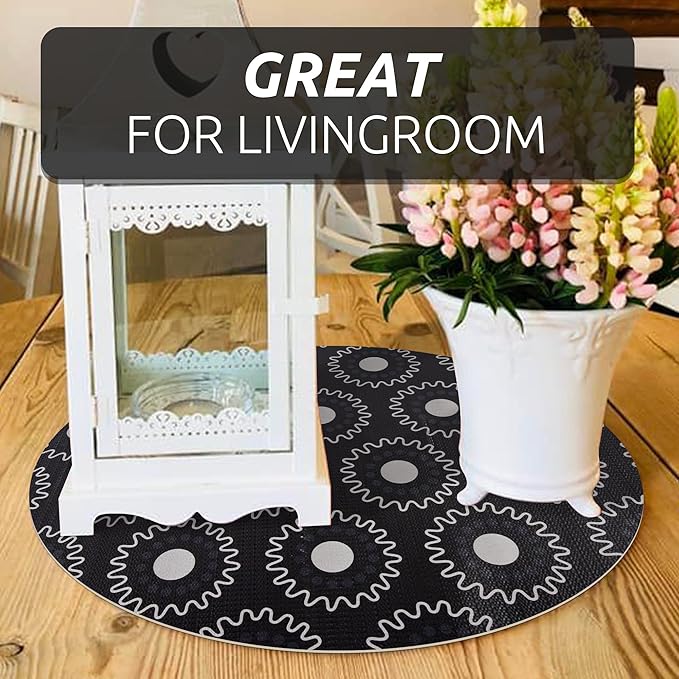 12X120 Inch Shelf Liner for Kitchen Cabinets, PVC Drawer Liner for Dresser Non-Slip Bathroom, Non-Adhesive Cabinet Liner Washable (Black Circle)(1 Roll)