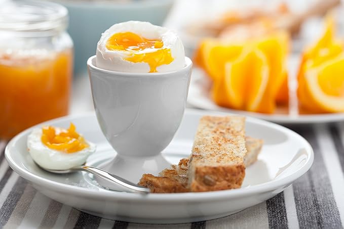 HIC Kitchen Single Egg Cup, Fine White Porcelain