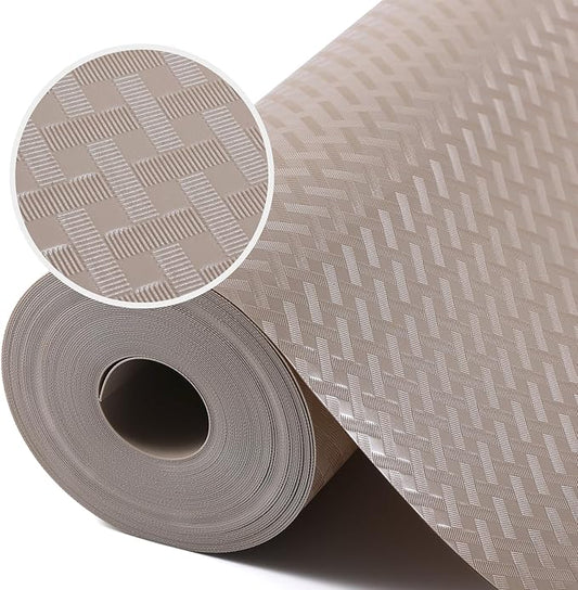 Beige Shelf Liners for Kitchen Cabinets Refrigerator Liners Waterproof & Oil-Proof Kitchen Cupboard Liner Drawer Mats EVA Material Non Adhesive Fridge Liner for Shelves 11.8 x 393.7 Inches