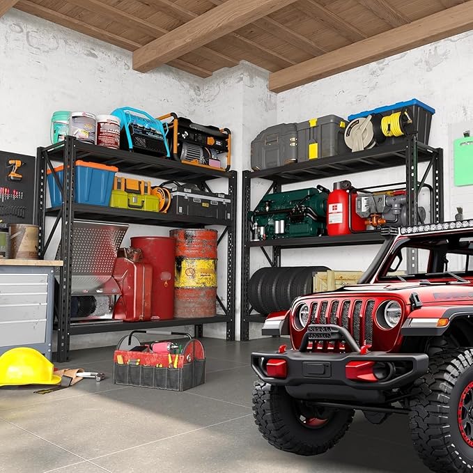 PRESTELION 67" W Heavy Duty Storage Shelves 5100LBS Garage Shelving, Adjustable 3 Tier Metal Shelves, Garage Storage Shelving and Pantry Industrial Shelf Utility Rack, 67" W × 20" D × 63" H