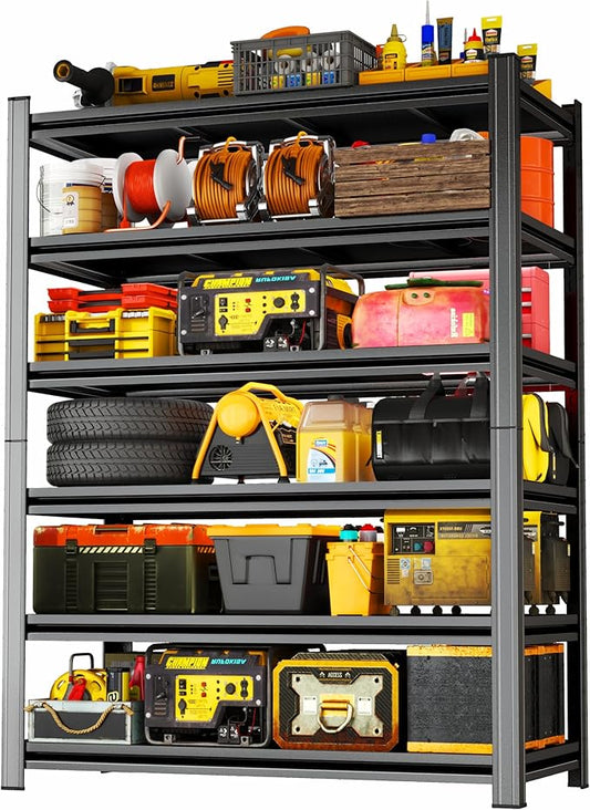 82''H*40W'' Garage Shelving Metal Garage Shelf Unit 6-Tier Storage Shelves 3000lbs Heavy Duty Shelf Organizer Industrial Shelves for Shop Warehouse Basement Kitchen Pantry Commercial, Black