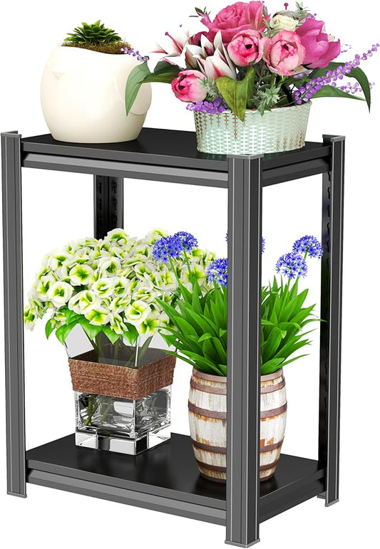 PRESTELION 2-Tier Storage Shelves Metal Shelving Unit Storage Rack (9.8" D x 15.7" W x 22" H),Black