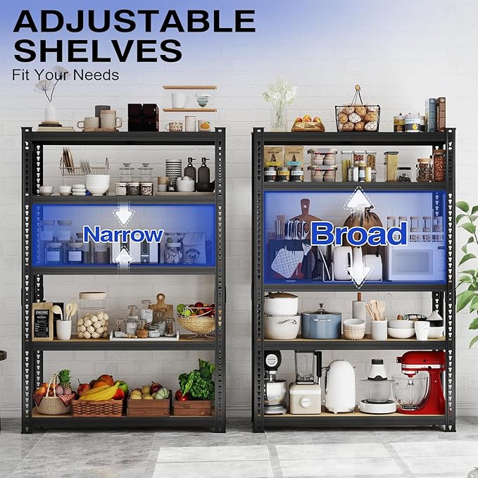 78'' H Garage Storage Shelves, Shelving Units and Storage, Heavy Duty Garage Shelving, Metal Shelves for Basement, Warehouse, Pantry, Closet, Kitchen, 78''H x 40''W x 16''D, 2200 LBS