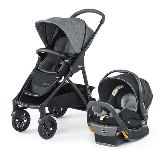 Chicco Corso Primo ClearTex Modular Travel System, Corso Primo Modular Stroller with KeyFit 35 Zip ClearTex Infant Car Seat and Base, Aspen/Black