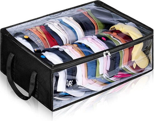 AOODA Wide Hat Storage for Baseball Caps, Large Capacity Hat Organizer for Closet Cap Holder Holds up to 40 Snapbacks, Black