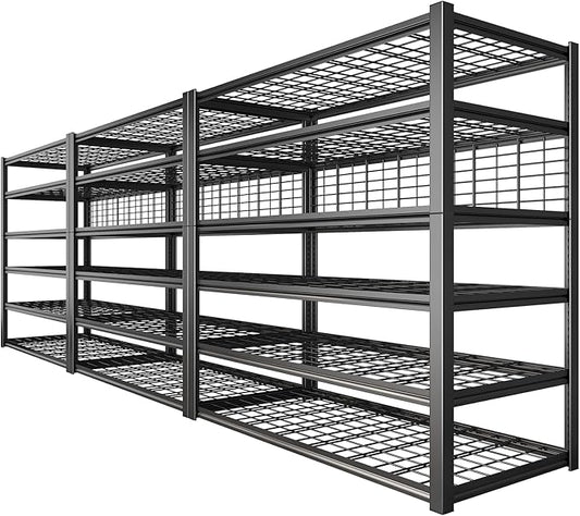 REIBII 84" H Garage Shelving, 6-Tier Storage Shelves Heavy Duty Loads 3500LBS, 48" W Adjustable Garage Shelves, Metal Shelving for Basement, Warehouse, 84" H x 48" W x 20" D, 3PC