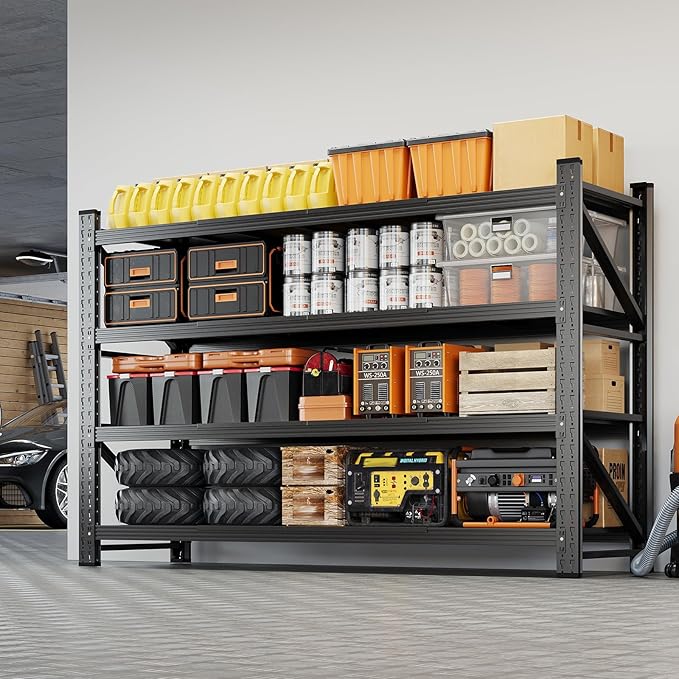 Yizosh 60" W Metal Garage Storage Shelves,8000LBS Heavy Duty 4-Shelf Adjustable Steel Organization Shelving,Utility Rack Shelf,60" W x 24" D x 70" H for Basement,Warehouse,Industrial