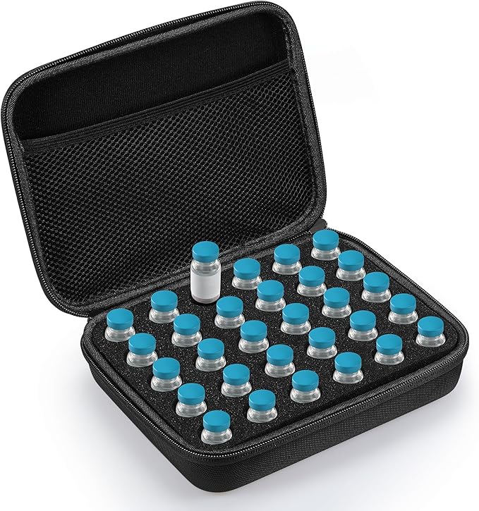 Teenyyou 30 Slots Insulin Peptide Fridge Carrying Case Vial Holder Storage Protector Bag, Fits Standard 10ml Vials, Insulin Cooler Travel Kits Case Diabetes Protector(Black)