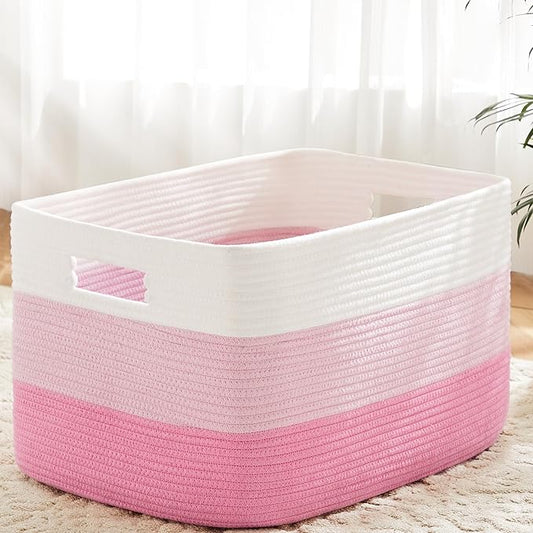Artfeel Blanket Basket,Rectangle Woven Baskets for Storage,100L Laundry Basket for Decorative Nursery Blanket,Toys,Dirty Clothes and Magazine in Shelves,Baby Room,and Living Room