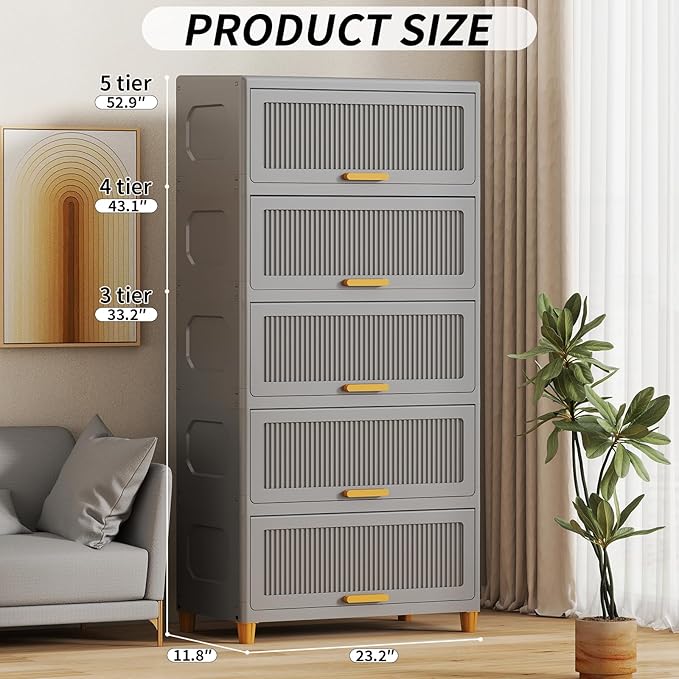 3 Tier Large Storage Bins with 1 Lid, 157QT Closet Organizers and Storage, Drawers Flip Open Large Plastic Storage Containers for Living Room, Office, Dorm (3 Tiers)