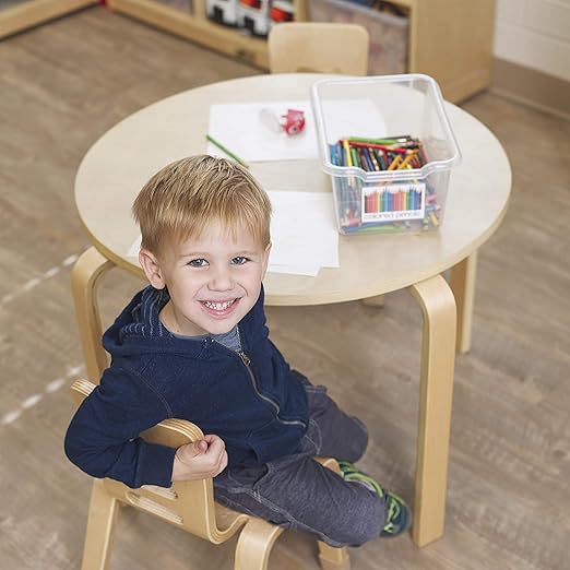 ECR4Kids Scoop Front Storage Bin, Multipurpose Organization, Clear, 15-Piece