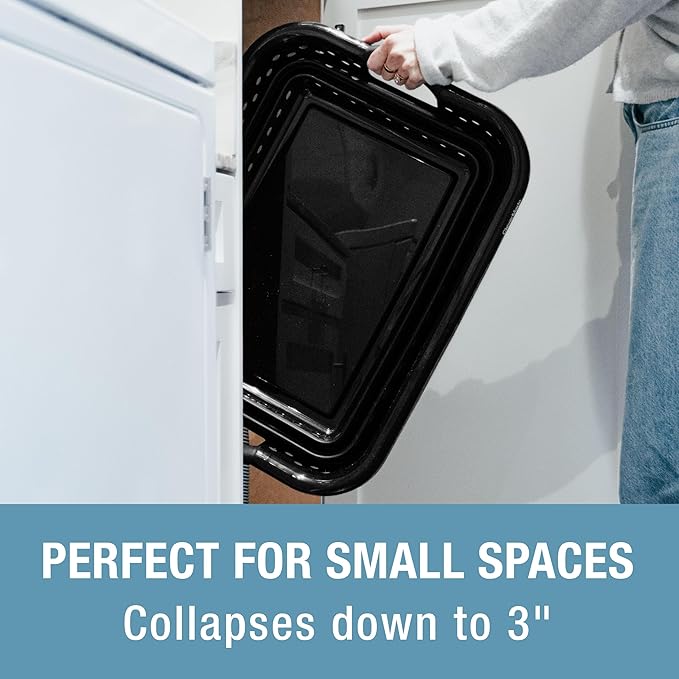 CleverMade Collapsible Laundry Baskets - 39L Foldable Large Collapsible Laundry Basket with Handles for Space Saving Storage, Black, 2 Pack