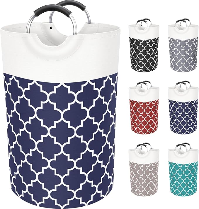 Fabspace Large Laundry Basket Laundry Hamper Bag Washing Bin Clothes Bag Collapsible Tall With Handles Waterproof Travel Bathroom College Essentials Storage For College Dorm, Family (Blue)75L
